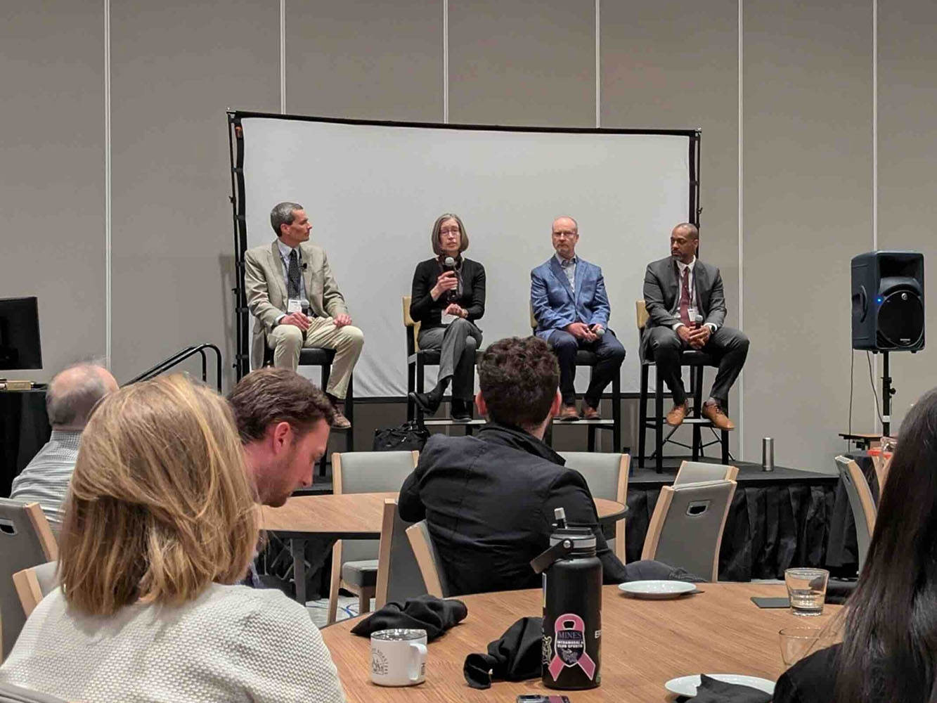 Dr Hagness, Dr. Batson, and Dr. Ransom serve as panelists during the student mentoring luncheon.
